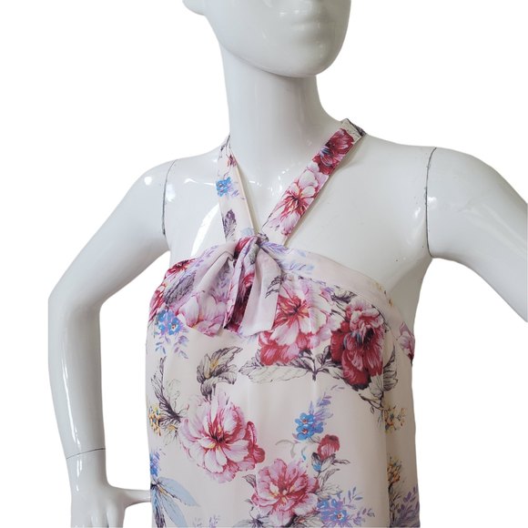 NWT Anthropologie Paper Crown halter Floral Dress With Button Attachments XS - Picture 3 of 9